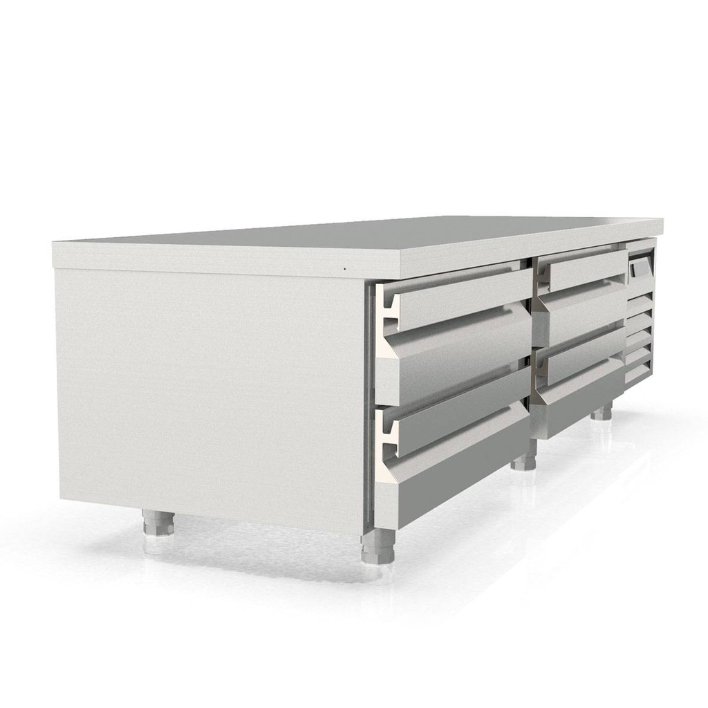 TOPLINE Unterbaukühltisch / 2-fach GN 2/1 mit 4 Schubladen, 2110 x 700 mm