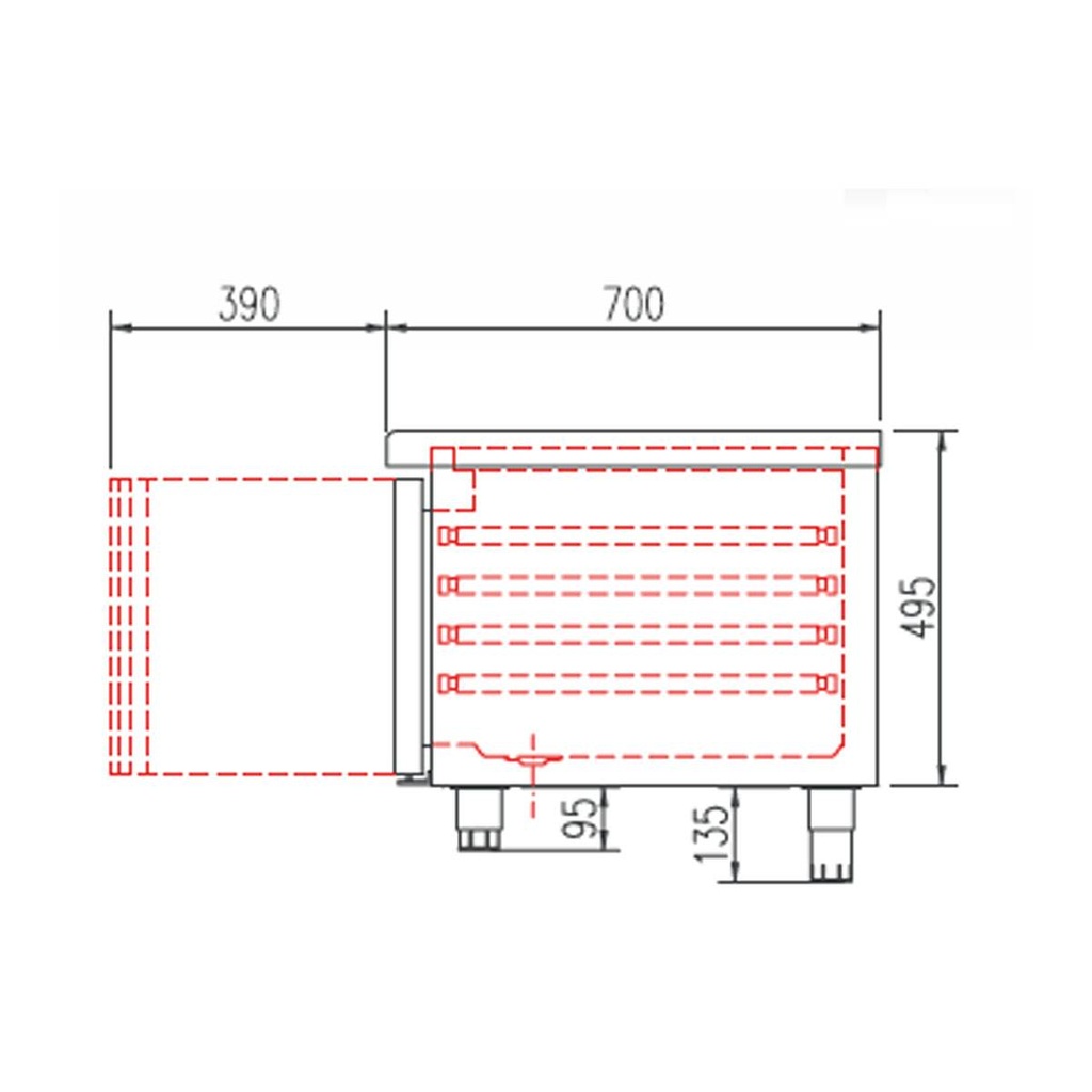 TOPLINE Unterbaukühltisch / 5-fach GN 1/1 mit 5 Türen, 2695 x 700 mm