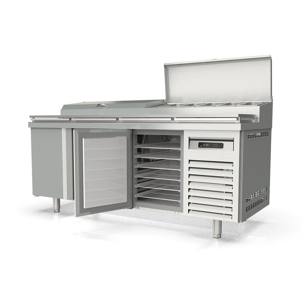 TOPLINE Belegstation / 3-fach mit Türen, EN 60x40, Edelstahlaufsatz, GN 1/3, 2020 x 800 mm