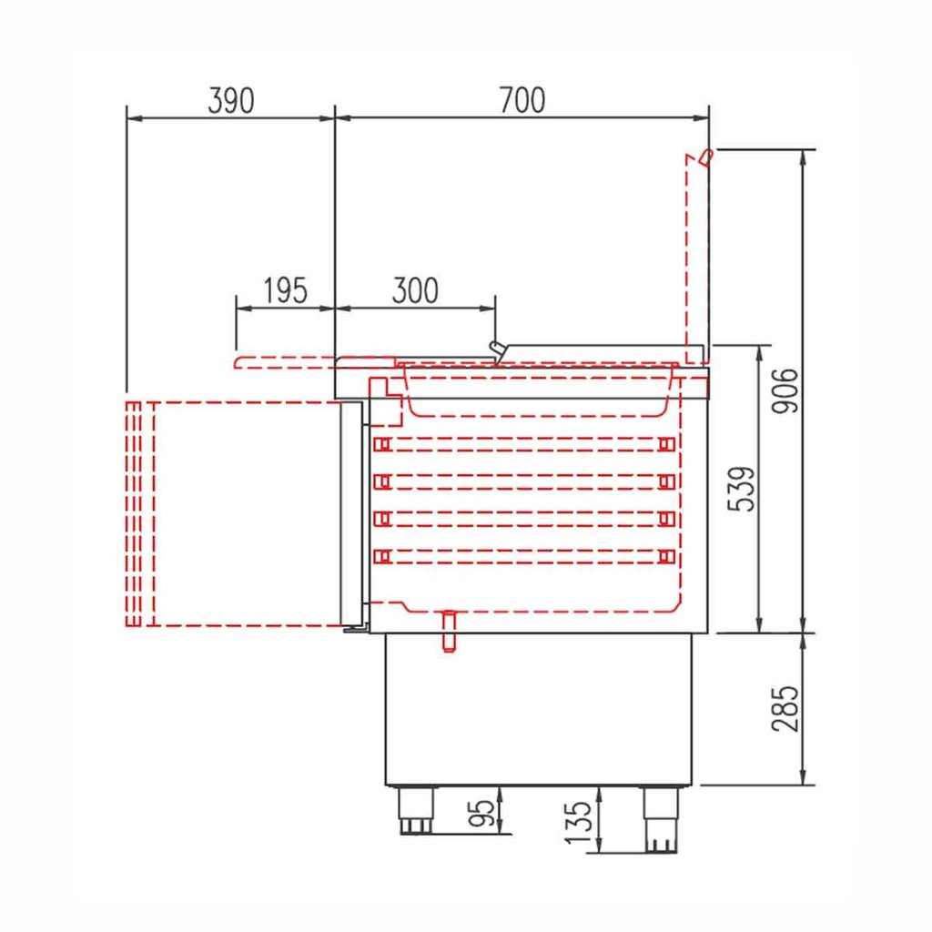 TOPLINE Saladette / 2-fach mit Türen, Edelstahldeckel, GN 1/6, 925 x 700 mm