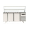 TOPLINE Kebabstation / 3-fach mit Türen, Glasaufsatz mit Zwischenetage, GN 1/3, 1795 x 700 mm