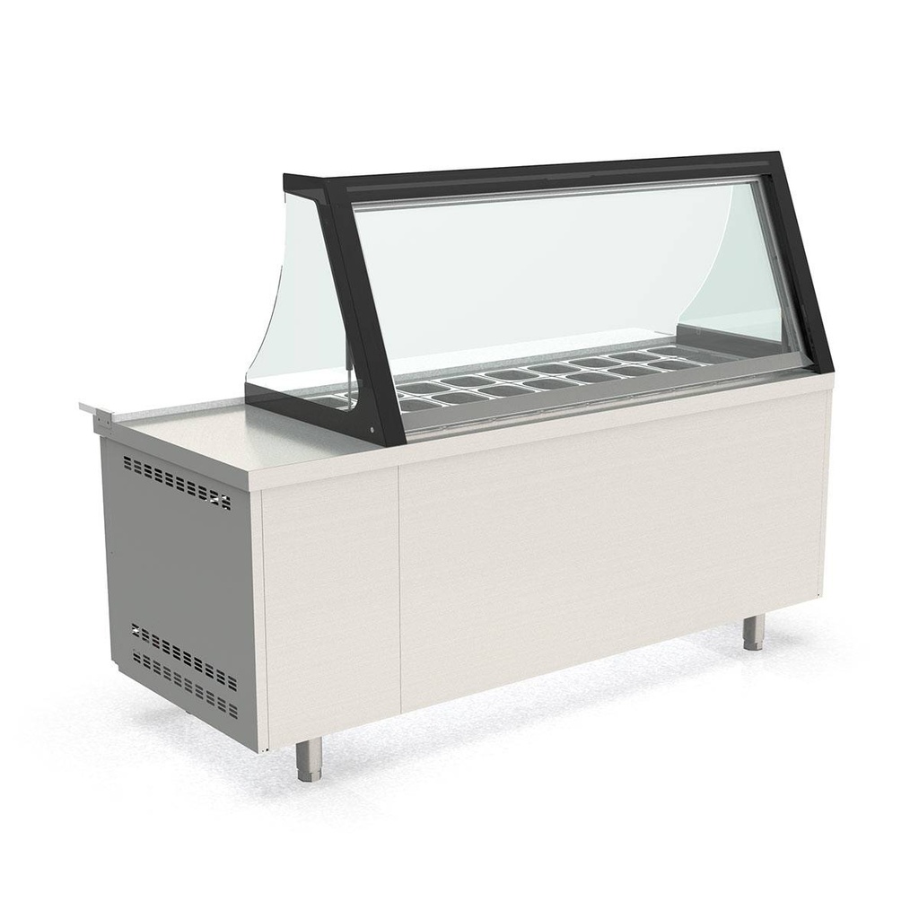TOPLINE Zubereitungstisch / 2-fach mit Türen, Glasklappdeckel, GN 1/6, EN 60x40, 1495 x 800 mm