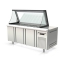 TOPLINE Zubereitungstisch / 3-fach mit Türen, Glasklappdeckel, GN 1/6, EN 60x40, 2020 x 800 mm