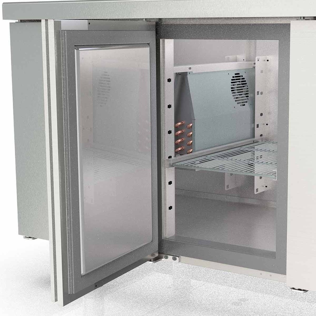 TOPLINE Saladette / 3-fach mit Türen, Edelstahldeckel, GN 1/6, 1795 x 700 mm
