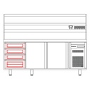 TOPLINE Pizzatisch / 3-fach mit 2 Türen, EN 60x40, Schubladenblock, Granitplatte grau, inkl. Kühlaufsatz, GN 1/4, 2020 x 800 mm