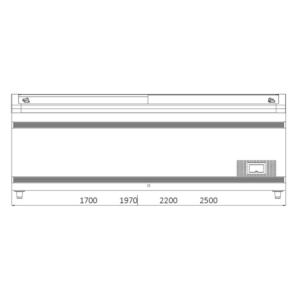 TOPLINE Tiefkühltruhe 900 mit Glasschiebedeckel, Weiß, LED, 1700 x 885 mm