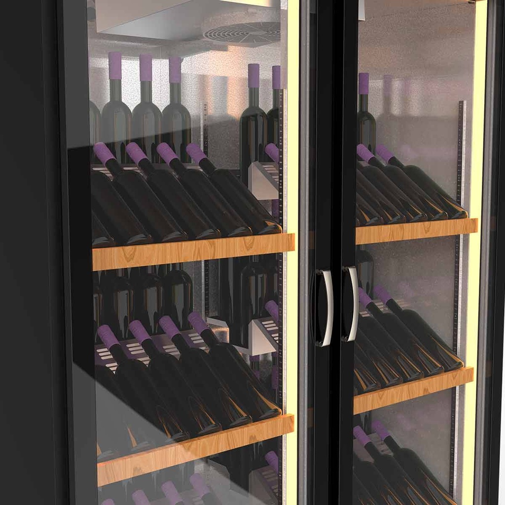 TOPLINE Weinkühlschrank Schwarz, 1010 Liter, 210 Flaschen, 2 Zonen, 1370 x 735 mm