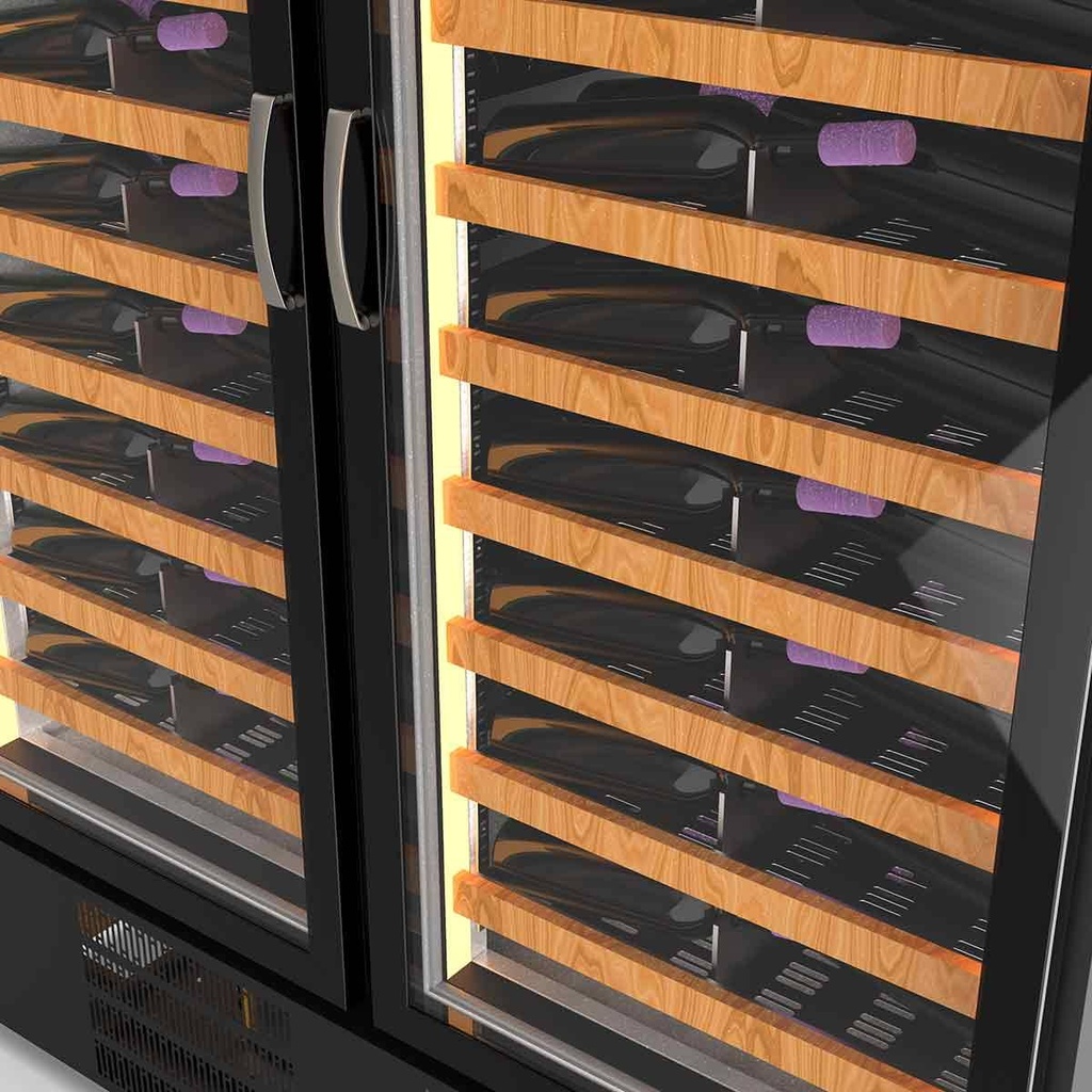 TOPLINE Weinkühlschrank Schwarz, 1010 Liter, 210 Flaschen, 2 Zonen, 1370 x 735 mm