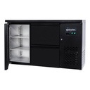 Barkühltisch schwarz / 1 Tür & 2 Schubladen - 280 l, 1465 x 520 mm