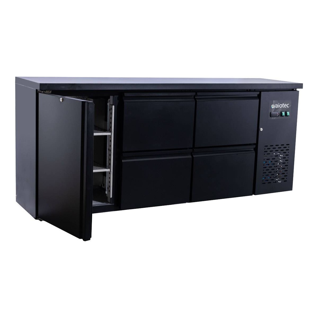 Barkühltisch schwarz / 1 Tür & 4 Schubladen - 425 l, 2005 x 520 mm