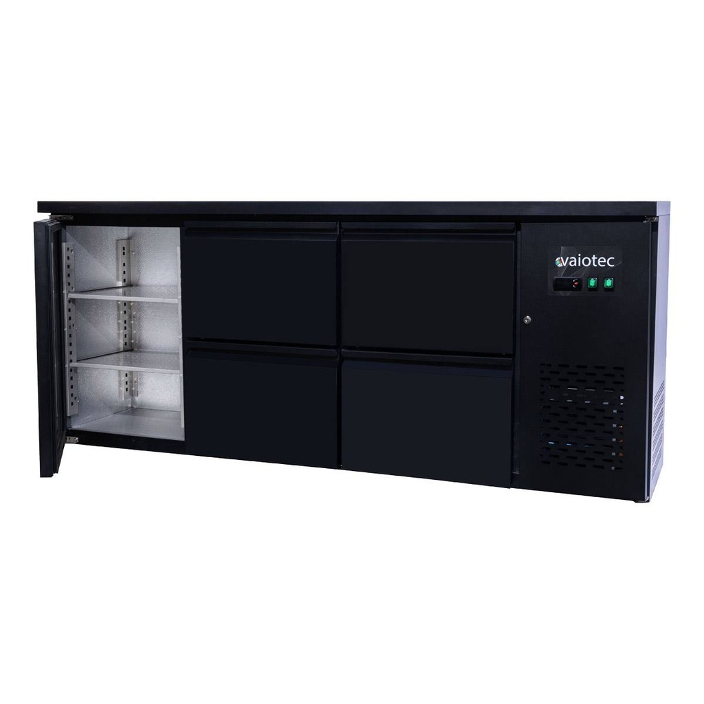 Barkühltisch schwarz / 1 Tür & 4 Schubladen - 425 l, 2005 x 520 mm