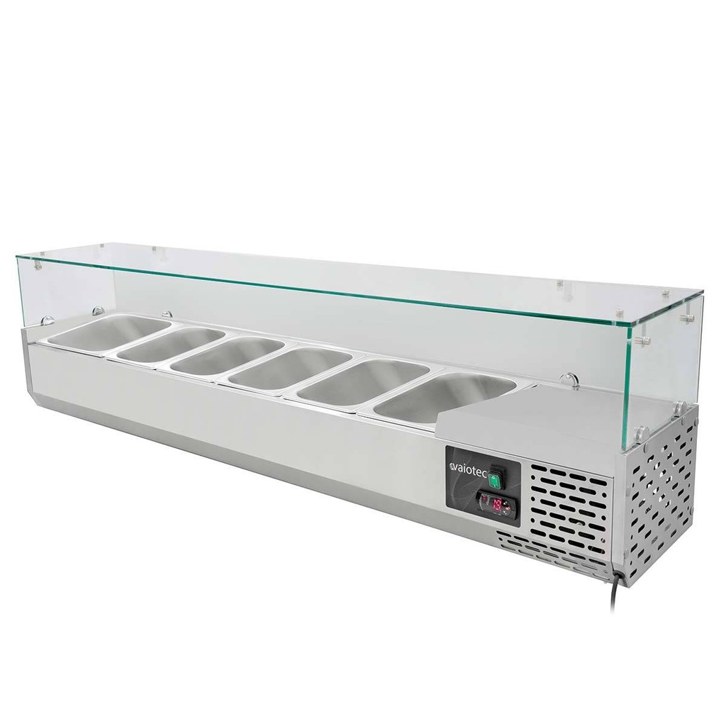 Kühlaufsatz mit Glasabdeckung 7xGN1/3, 1600 x 395 mm