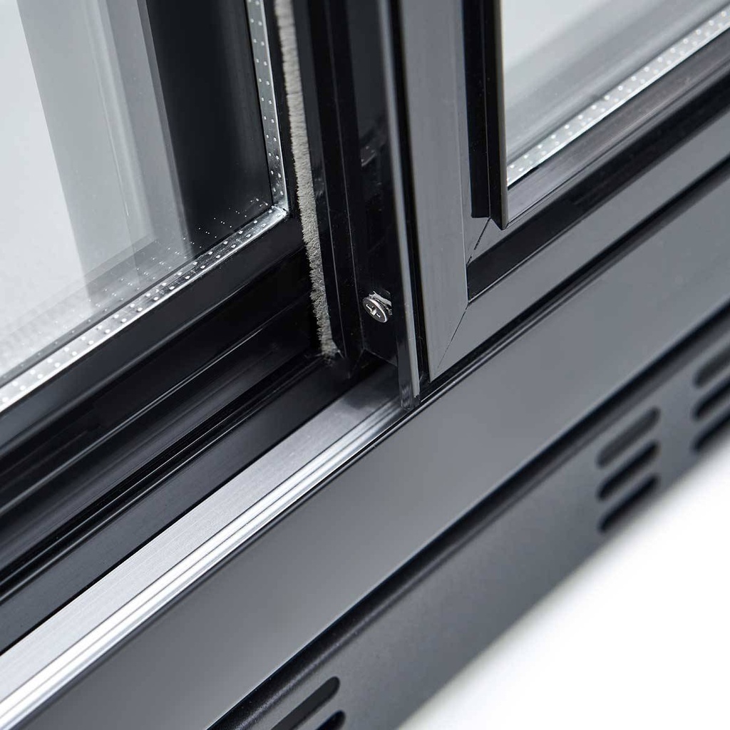Barkühlschrank schwarz / 2 Glasschiebetüren, Höhe 900 mm, 900 x 520 mm