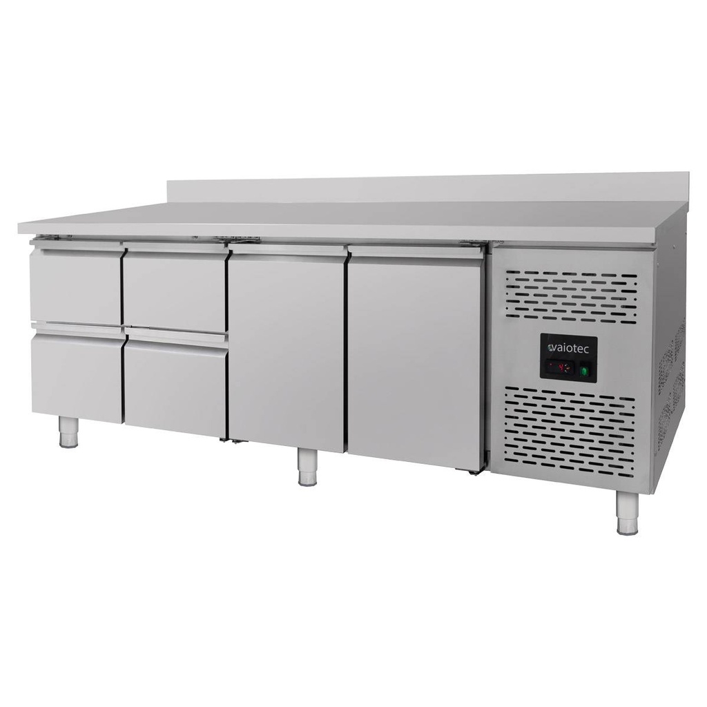 Kühltisch / 2 Türen & 4 Schubladen inkl. Aufkantung - Monoblock, 2230 x 700 mm