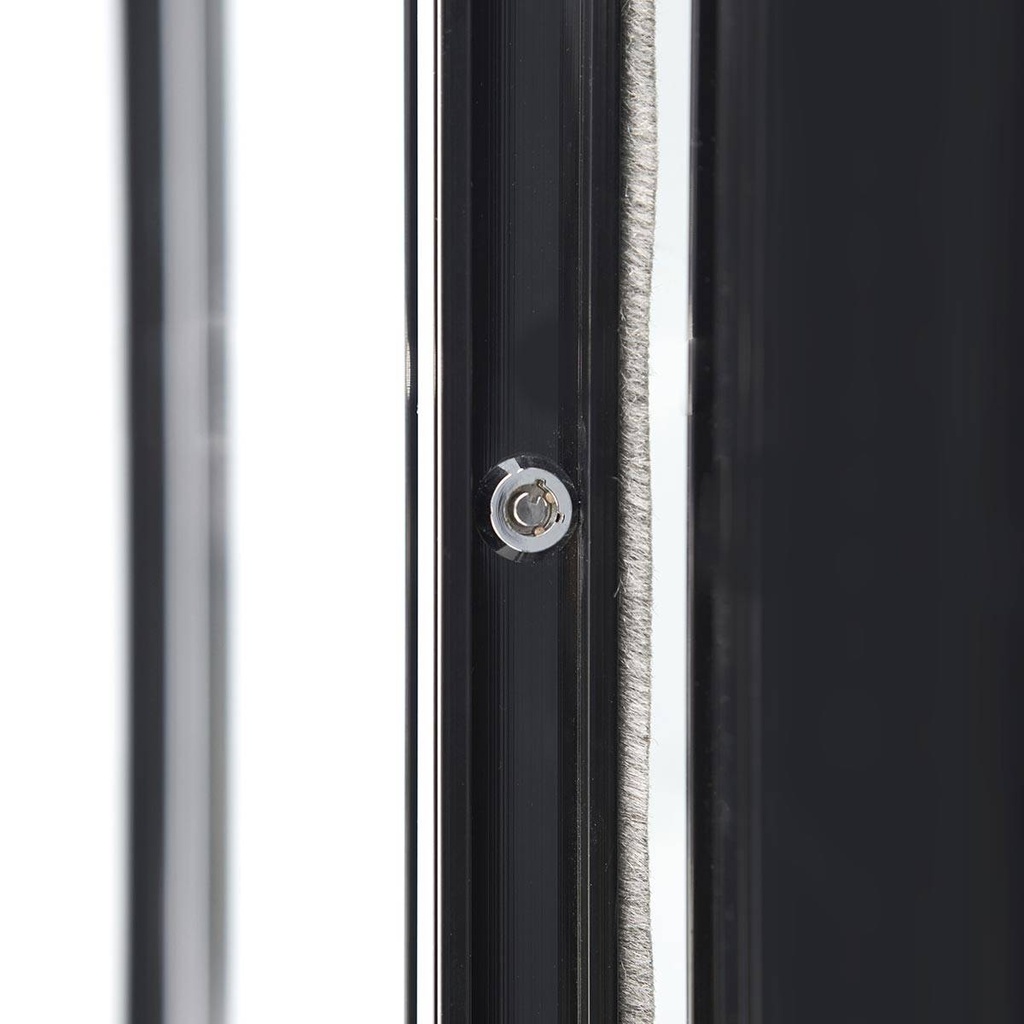 Barkühlschrank schwarz / 2 Glasschiebetüren, Höhe 840 mm, 900 x 520 mm