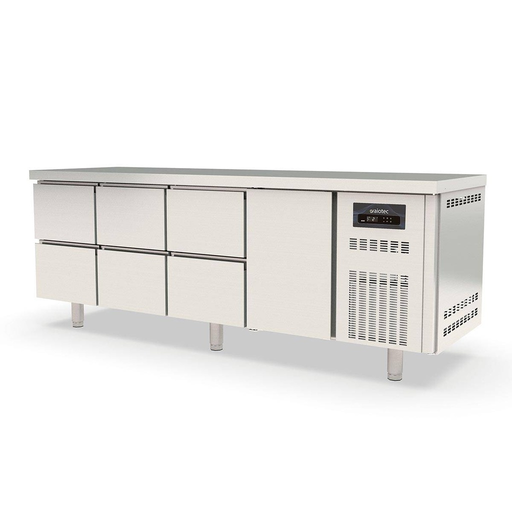 TOPLINE Kühltisch / 4-fach GN1/1 mit 6 Schubladen / 1 Tür, 2245 x 700 mm
