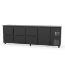 TOPLINE Barkühltisch schwarz / 1 Tür & 6 Schubladen, 2565 x 530 mm
