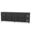 TOPLINE Barkühltisch schwarz / 8 Schubladen, 2565 x 530 mm