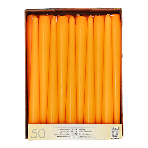 50 Leuchterkerzen Ø 2,2 cm · 25 cm orange