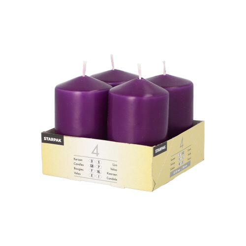 4 Stumpenkerzen Ø 50 mm · 80 mm lila