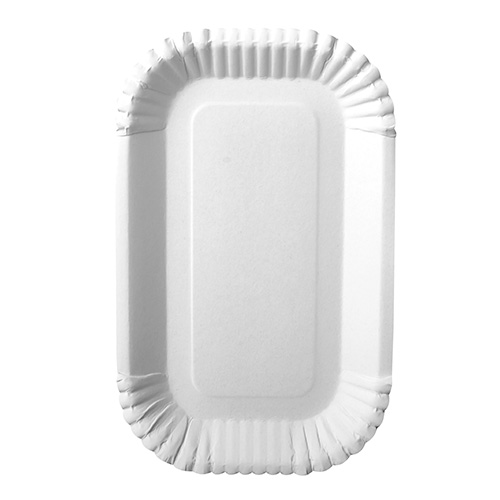 100 Schalen, Pappe "pure" eckig 15 cm x 23 cm x 2 cm weiss