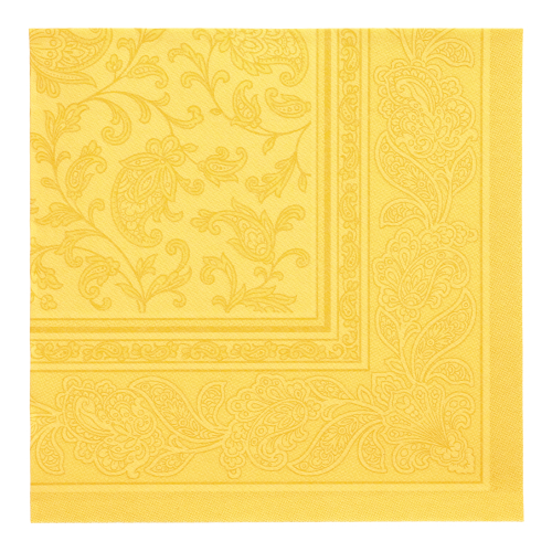 50 Servietten "ROYAL Collection" 1/4-Falz 40 cm x 40 cm gelb "Ornaments"