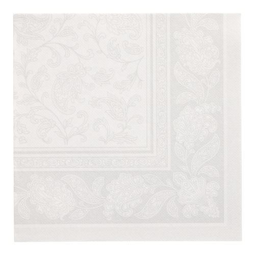50 Servietten "ROYAL Collection" 1/4-Falz 40 cm x 40 cm weiss "Ornaments"