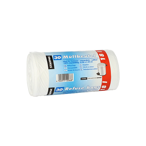 30 Müllbeutel, LDPE 18 L 52 cm x 46 cm weiss