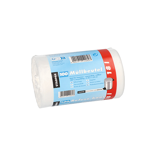 100 Müllbeutel, HDPE 18 L 52 cm x 46 cm weiss