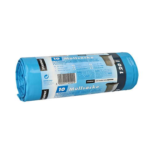 10 Müllsäcke, LDPE 120 L 110 cm x 70 cm blau