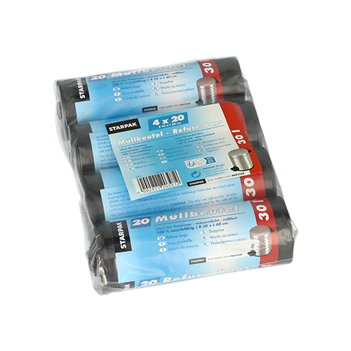 80 Müllbeutel, LDPE 30 L 60 cm x 50 cm grau