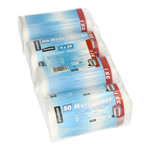 200 Müllbeutel, HDPE 35 L 69 cm x 55 cm transparent