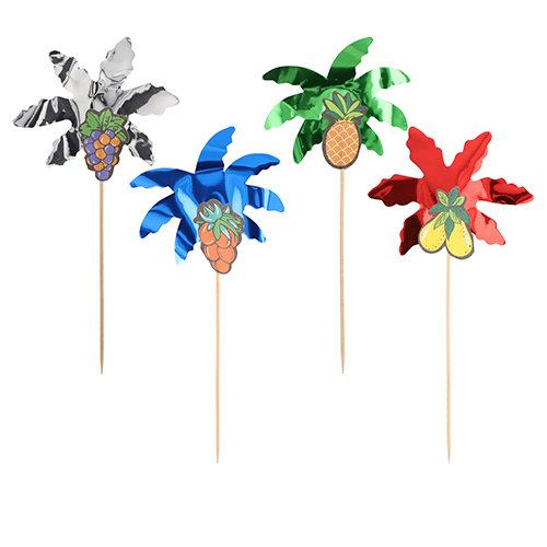 50 Deko-Picker 19,5 cm farbig sortiert "Palmblätter"