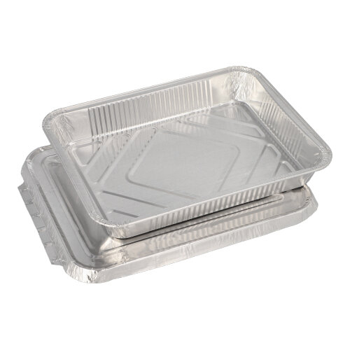 50 Menüschalen + Deckel, Alu ungeteilt 0,93 L 3 cm x 17,7 cm x 22,5 cm