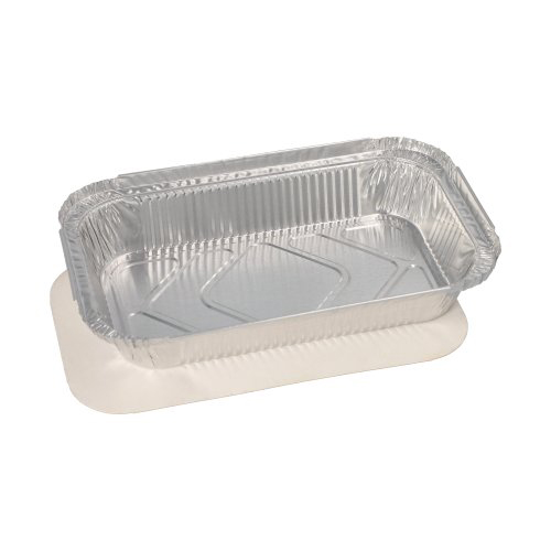 10 Schalen, Alu + Einlegedeckel, PP-beschichtet eckig 0,65 L 3,4 cm x 13 cm x 22 cm für Lasagne