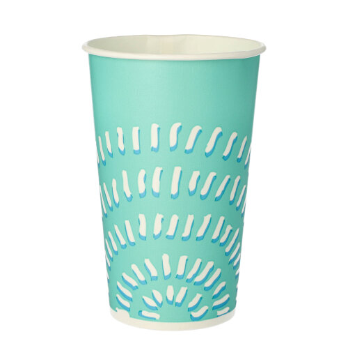 50 Trinkbecher für Kaltgetränke, Pappe 0,4 L Ø 8,97 cm · 13,5 cm türkis "Rays"