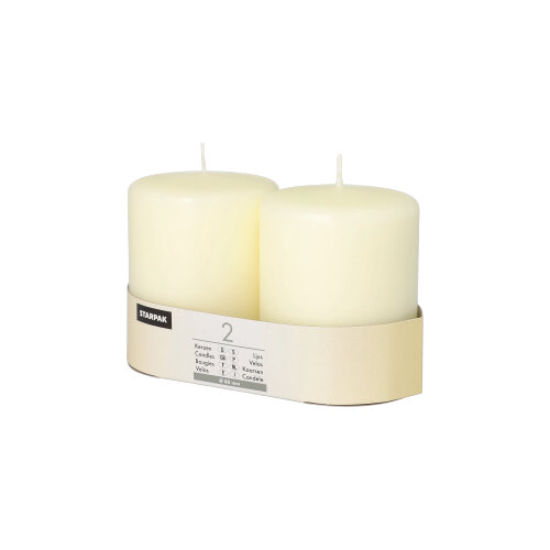 2 Stumpenkerzen Ø 80 mm · 100 mm elfenbein "Ivory" mit Flachkopf