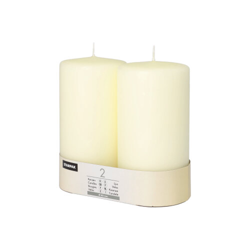 2 Stumpenkerzen Ø 80 mm · 150 mm elfenbein "Ivory" mit Flachkopf