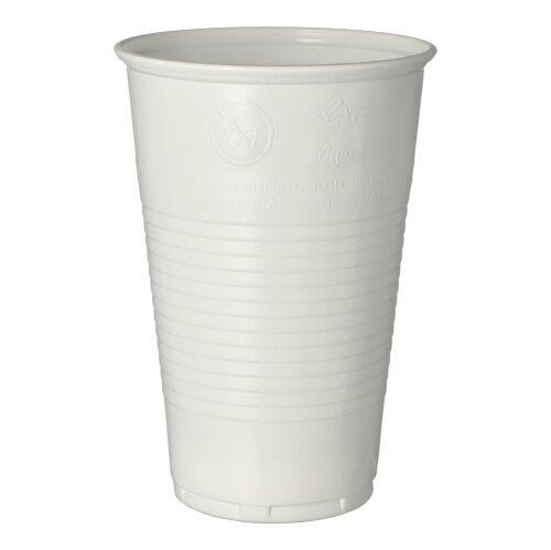 50 Trinkbecher, PP 0,5 L Ø 9,5 cm · 13,7 cm weiss mit Schaumrand