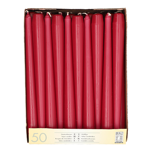 50 Leuchterkerzen Ø 2,2 cm · 25 cm bordeaux