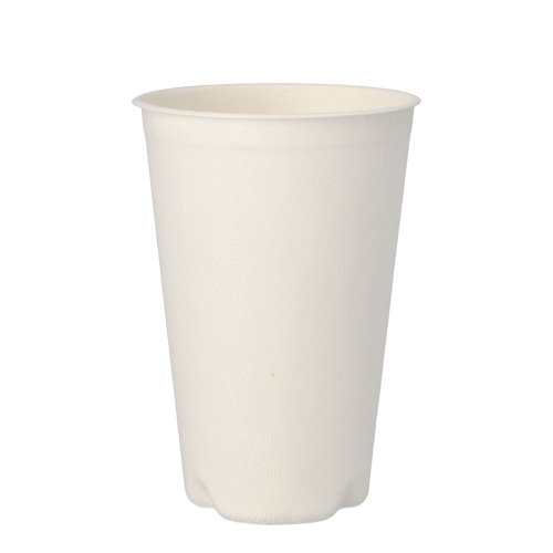50 Trinkbecher Zuckerrohr "pure" 0,4 L Ø 9 cm · 13 cm weiss für Heißgetränke