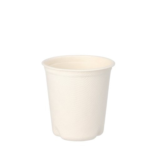 12 Trinkbecher Zuckerrohr "pure" 0,1 L Ø 6,3 cm · 6,5 cm weiss für Heißgetränke