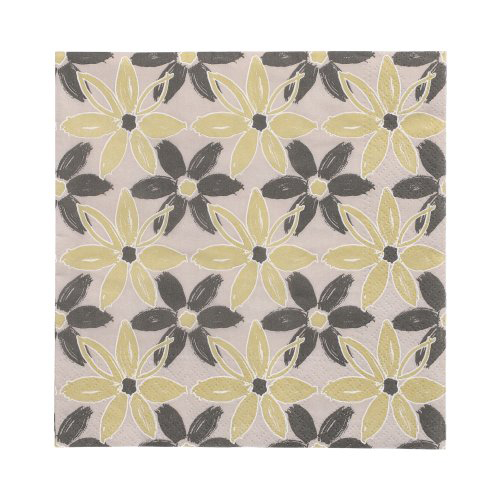 20 Servietten, 3-lagig 1/4-Falz 33 cm x 33 cm "Dark Flowers"