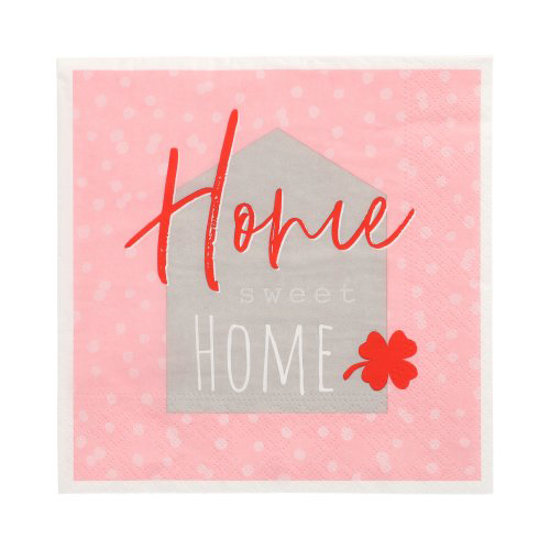 20 Servietten, 3-lagig 1/4-Falz 33 cm x 33 cm "Sweet Home"