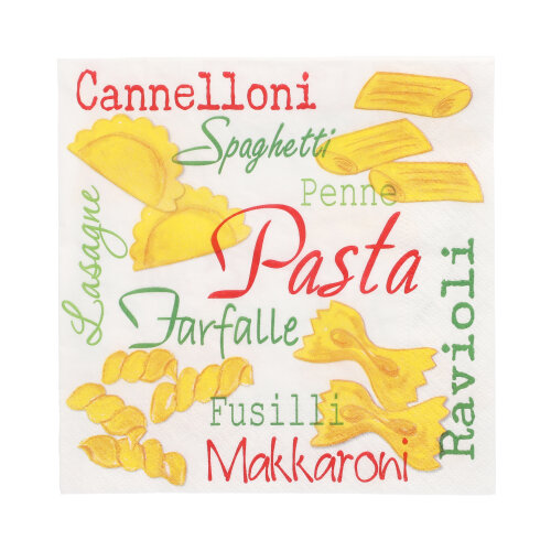 20 Servietten, 3-lagig 1/4-Falz 33 cm x 33 cm "Pasta"