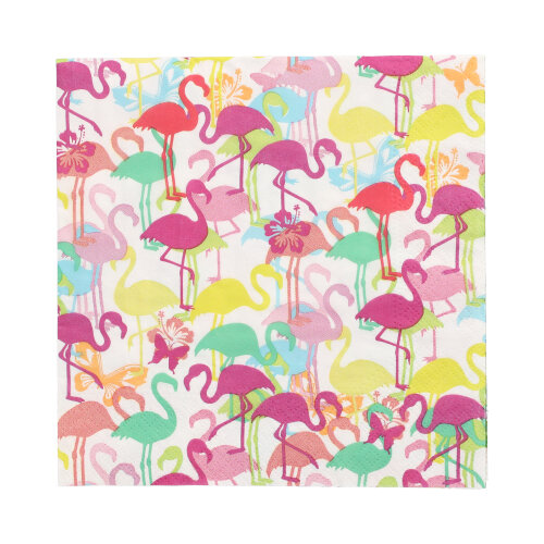 20 Servietten, 3-lagig 1/4-Falz 33 cm x 33 cm "Flamingoparty"