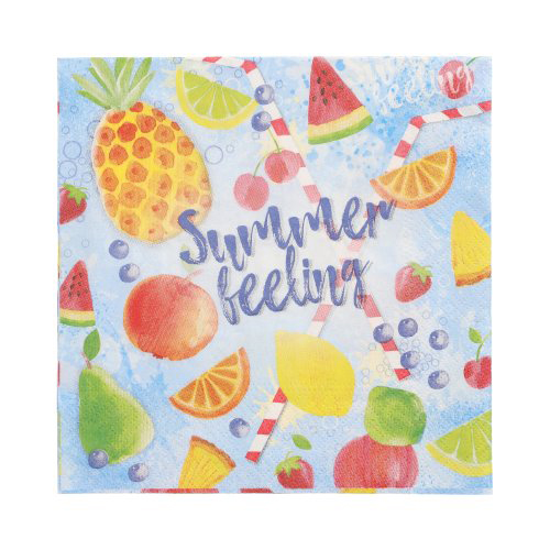 20 Servietten, 3-lagig 1/4-Falz 33 cm x 33 cm "Summerfeelings"