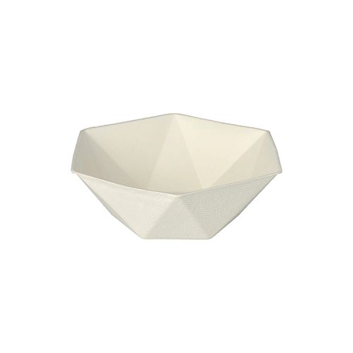 12 Schalen Zuckerrohr "pure" 6-eckig 400 ml 5 cm x 16 cm x 14 cm weiss "Diamond"