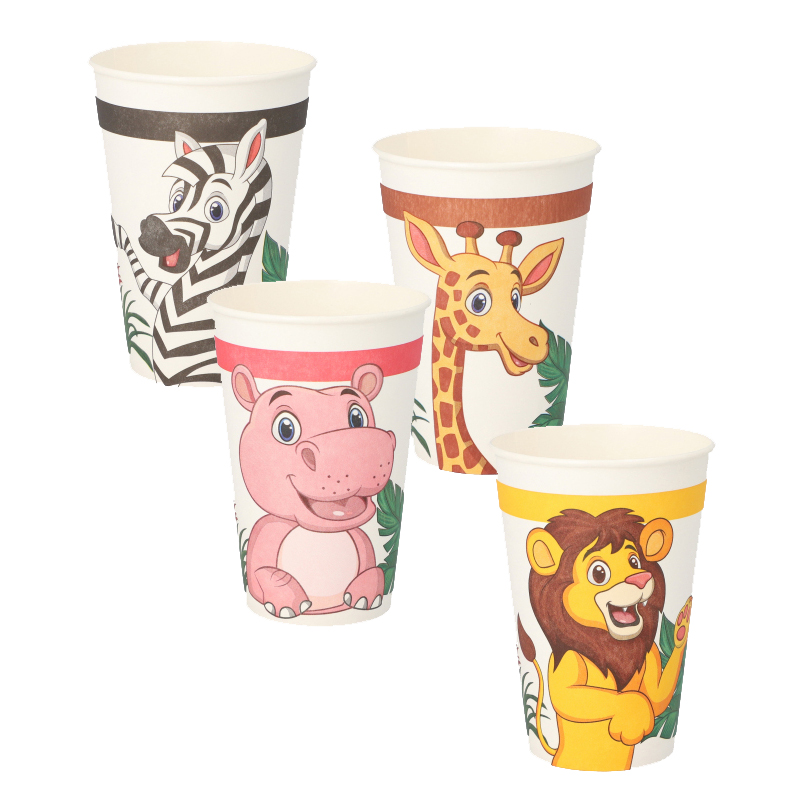 10 Trinkbecher, Pappe 0,2 L Ø 7 cm · 9,7 cm "Jungle"