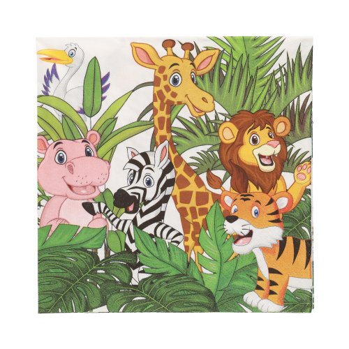 20 Servietten, 3-lagig 1/4-Falz 33 cm x 33 cm "Jungle"